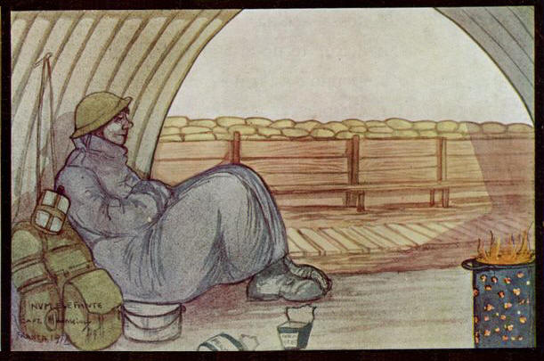 Desenho do Capito Menezes Ferreira, 1918, Flandres, Frana: Livro Impresses do CEP 1917-1918. (Joo Ningum)